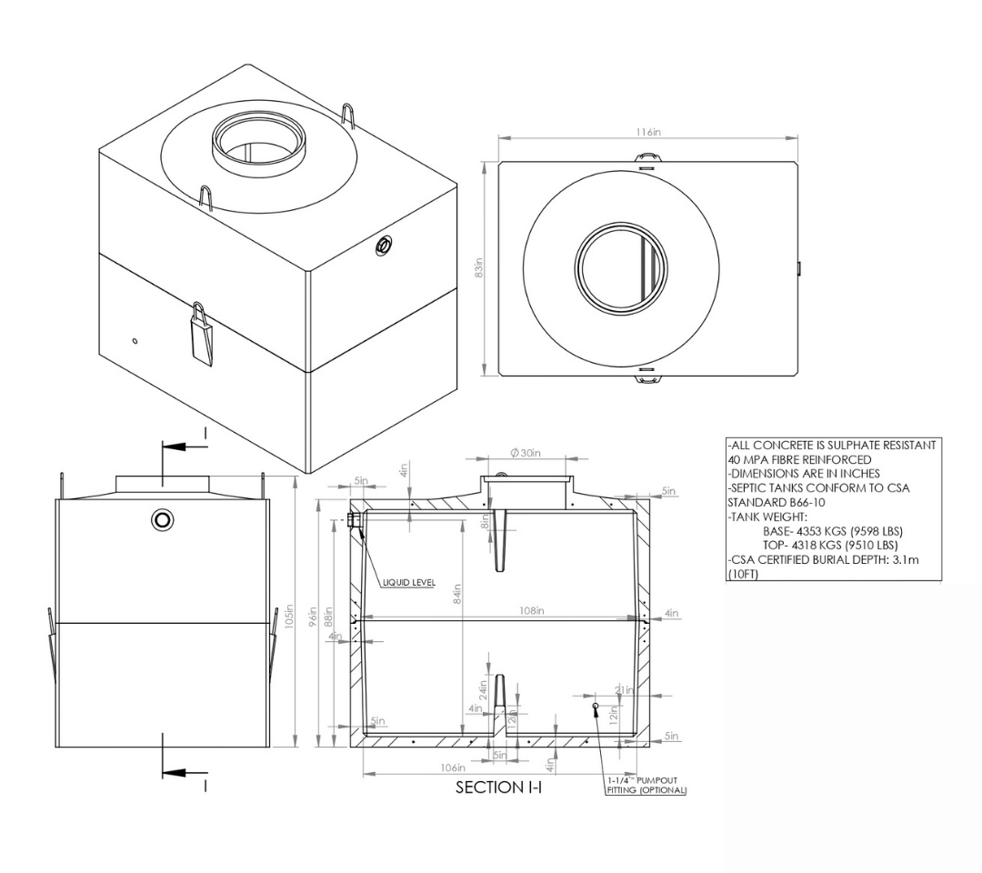 2500 Gallon Septic Holding Tank