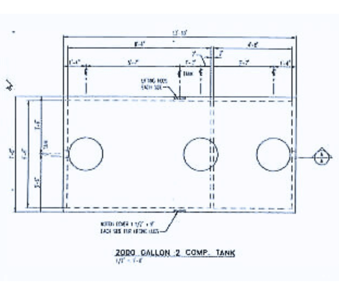2000 Gallon 2 compartment Septic Tank