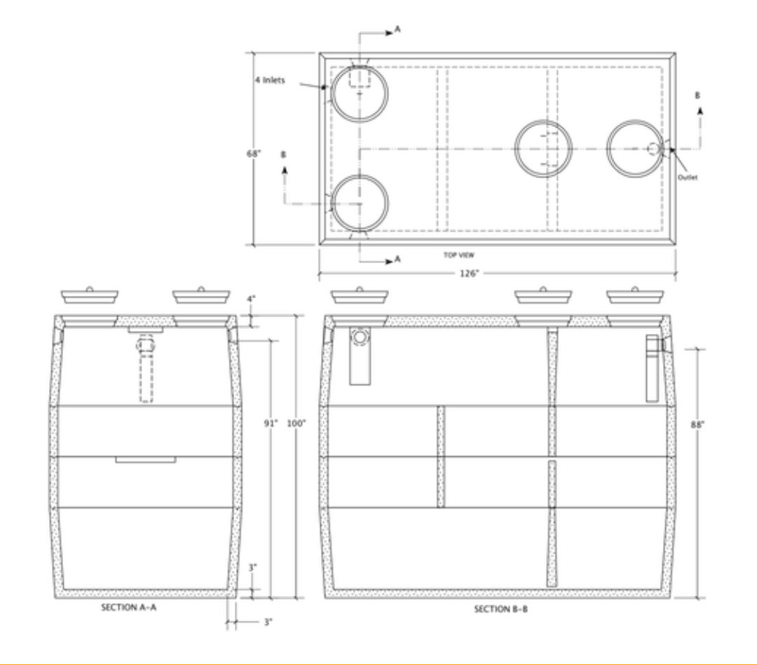 2500 Gallon 2 Compartment Septic Tank