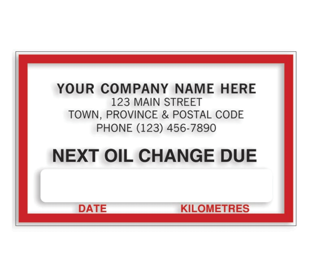 Static Cling Label (Next Oil Change)