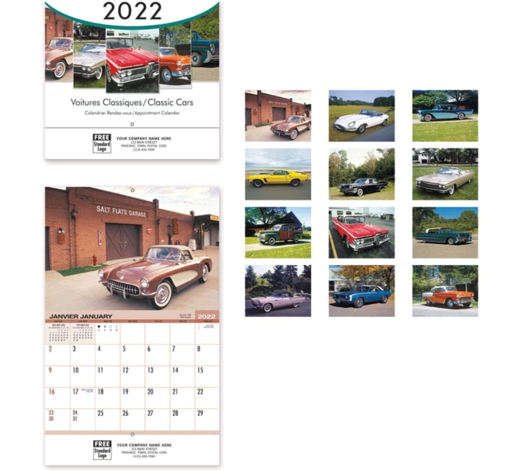 Wall Calendar - Classic Cars Bilingual